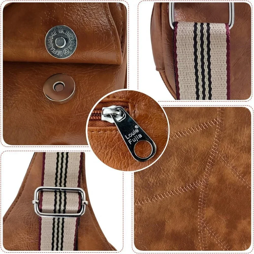 Women's Vegan Leather Leaf Crossbody Purse Small Zipper adjustable strap